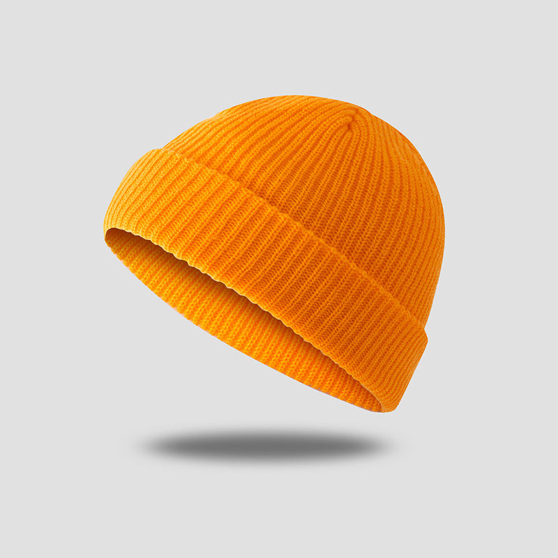 Hat autumn and winter retro round top warm short woolen head melon skin hat knitted hat cold hat men and women