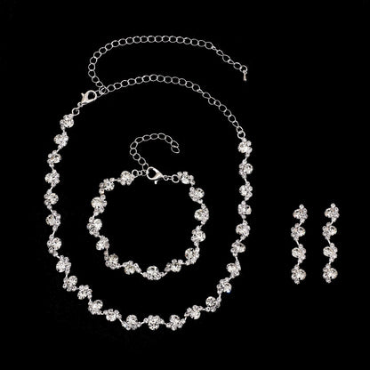 Bridal necklace earrings bracelet three piece set