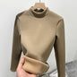 Half turtleneck slim fit knitted sweater base shirt plus velvet warm top autumn and winter small turtleneck