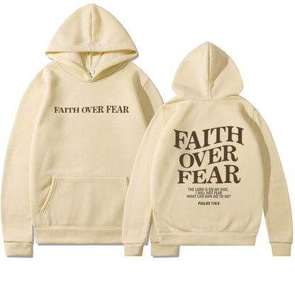 2023 New Hooded Long Sleeve Faith Over Fear Printed Sweatshirt