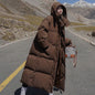 Winter mid-length down jacket for women Korean style loose thickened hooded cotton jacket