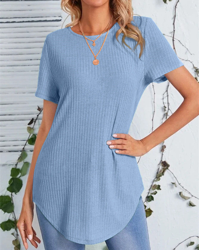 Single-breasted loose-fitting T-shirt with button-down back