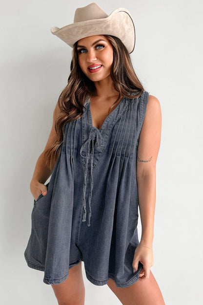 Street Fashion Sleeveless Short Sleeve Shorts Denim Bodysuit