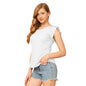 Fashionable summer women's clothing solid color round neck ruffles sweet and fresh girlish style short sleeves