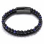 Volcanic Tiger Eye Beaded Natural Stone Bracelet Men's Cowhide Cord Bracelet