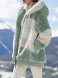 Women's autumn and winter loose plush multicolor hooded coat