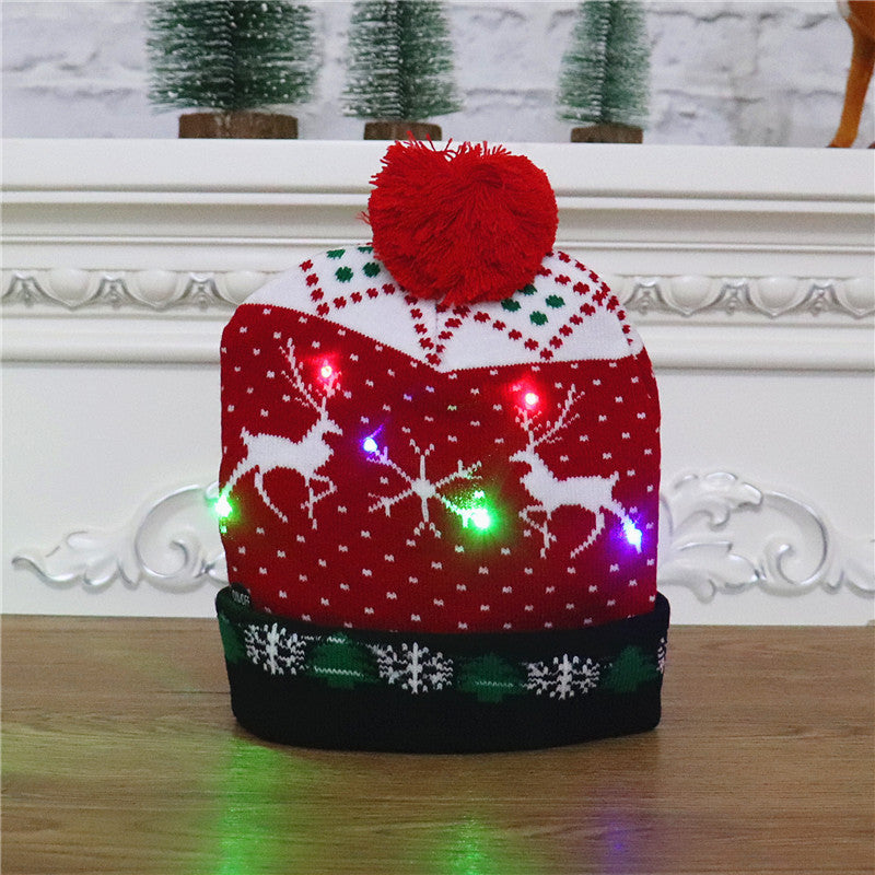 Colorful luminous knitted hat high-end elderly Christmas hat