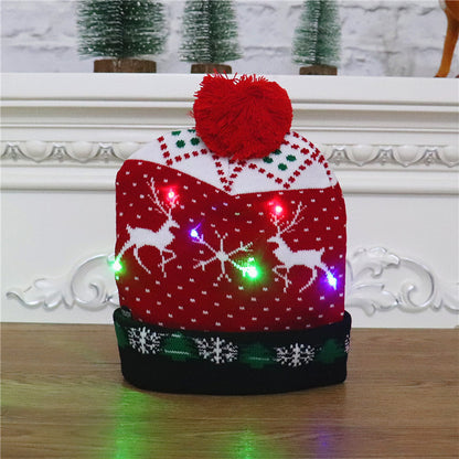 Colorful luminous knitted hat high-end elderly Christmas hat