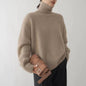 Autumn and winter thickened turtleneck women's loose versatile knitted pullover sweater lazy style bottoming shirt for women to wear outside