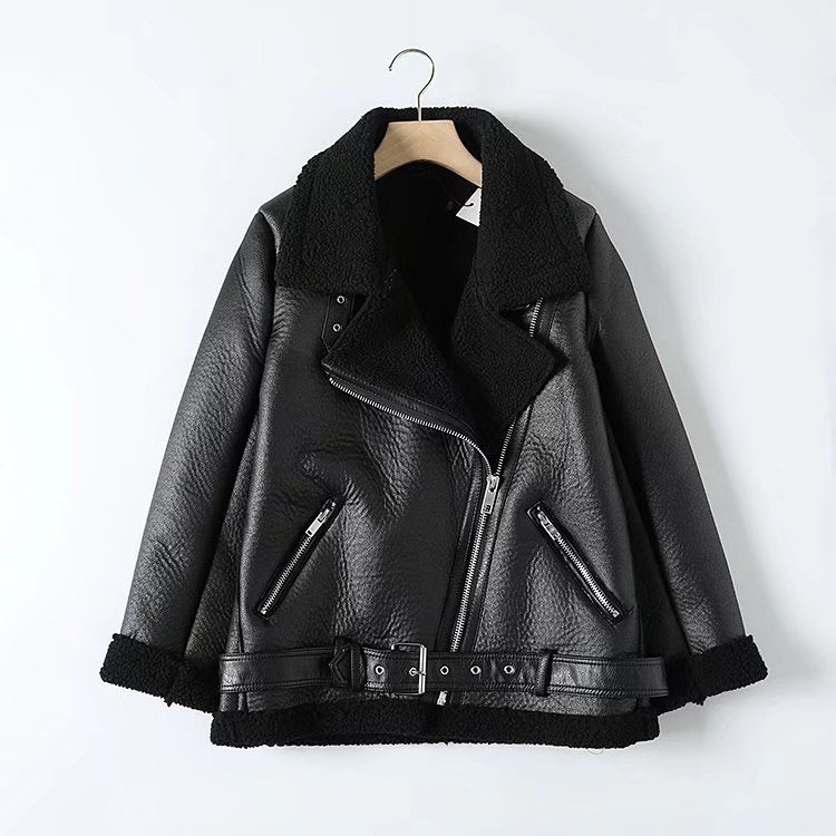 Women's Street Fashion Motorcycle Fur Jacket