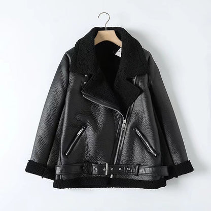 Women's Street Fashion Motorcycle Fur Jacket