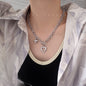 European and American style fashion double-layered love necklace for women splicing cold style women's hip-hop long sweater sweater chain ins trend