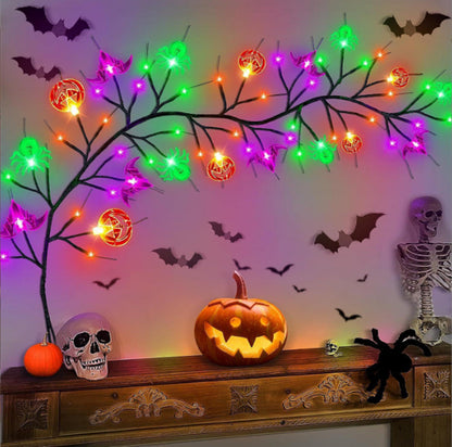 Halloween LED rattan light artificial tree