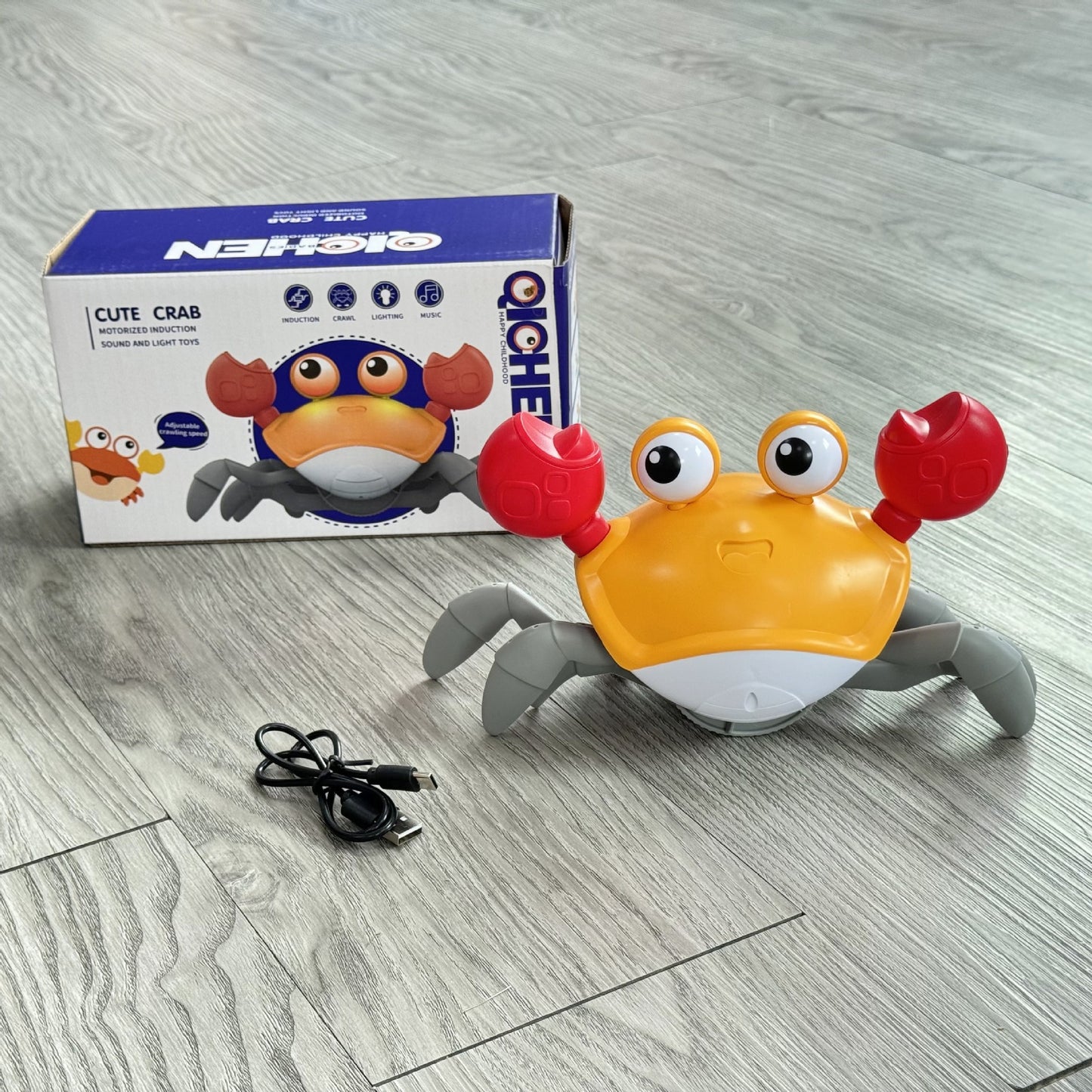 Children's induction electric crab toy rechargeable luminous music baby crawling and running away Crab
