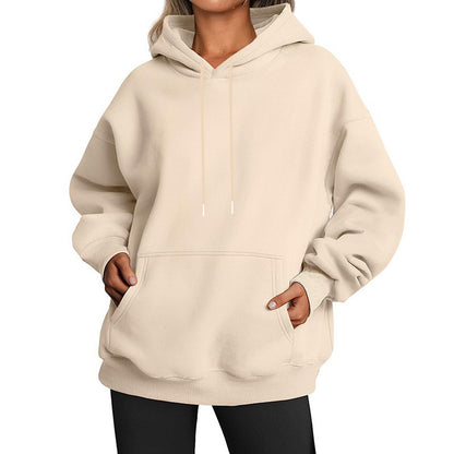 New autumn oversized drop shoulder sleeves women's hooded fleece sweatshirt