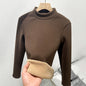 Half turtleneck slim fit knitted sweater base shirt plus velvet warm top autumn and winter small turtleneck
