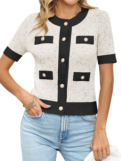 Women's fashionable Chanel style single breasted sweater