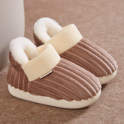 Children's cotton slippers for girls and boys in autumn and winter, baby heels, children's cotton shoes, warm home indoor fur fur slippers