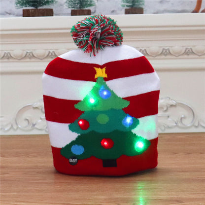 Colorful luminous knitted hat high-end elderly Christmas hat