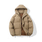 Couples hooded cotton jacket outdoor coat thick warm solid color