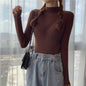 Half turtleneck inner sweater women's base layer autumn and winter 2023 new style versatile and western style slim fit long-sleeved sweater