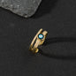 Copper zircon enamel oil drop ring for women evil eye retro pinky ring open ring