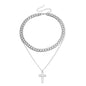Double layer geometric round white mother-of-pearl pendant necklace for women