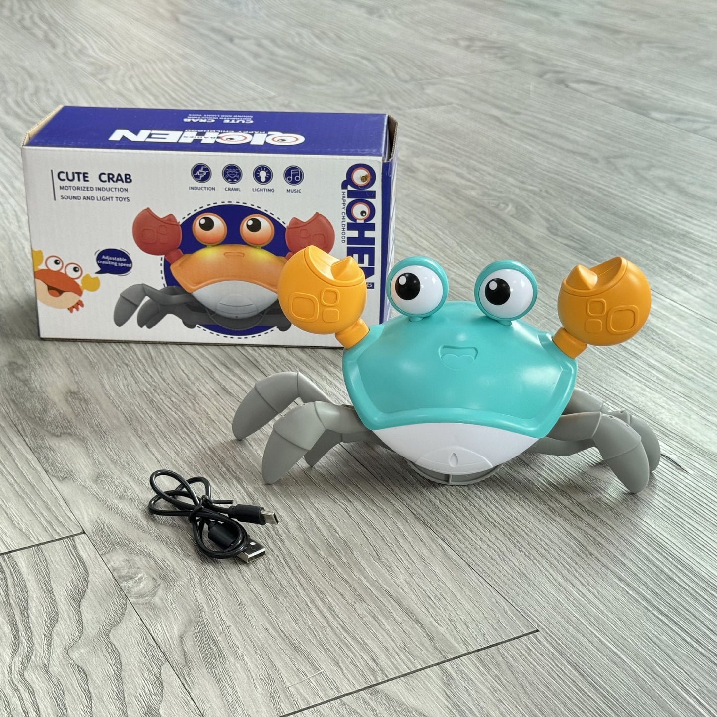 Children's induction electric crab toy rechargeable luminous music baby crawling and running away Crab