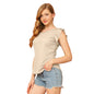 Fashionable summer women's clothing solid color round neck ruffles sweet and fresh girlish style short sleeves