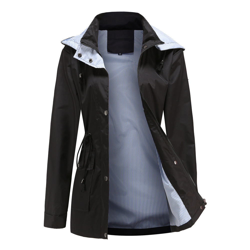 Autumn and winter detachable hood windbreaker women's cross-border women's clothing large size women's coat