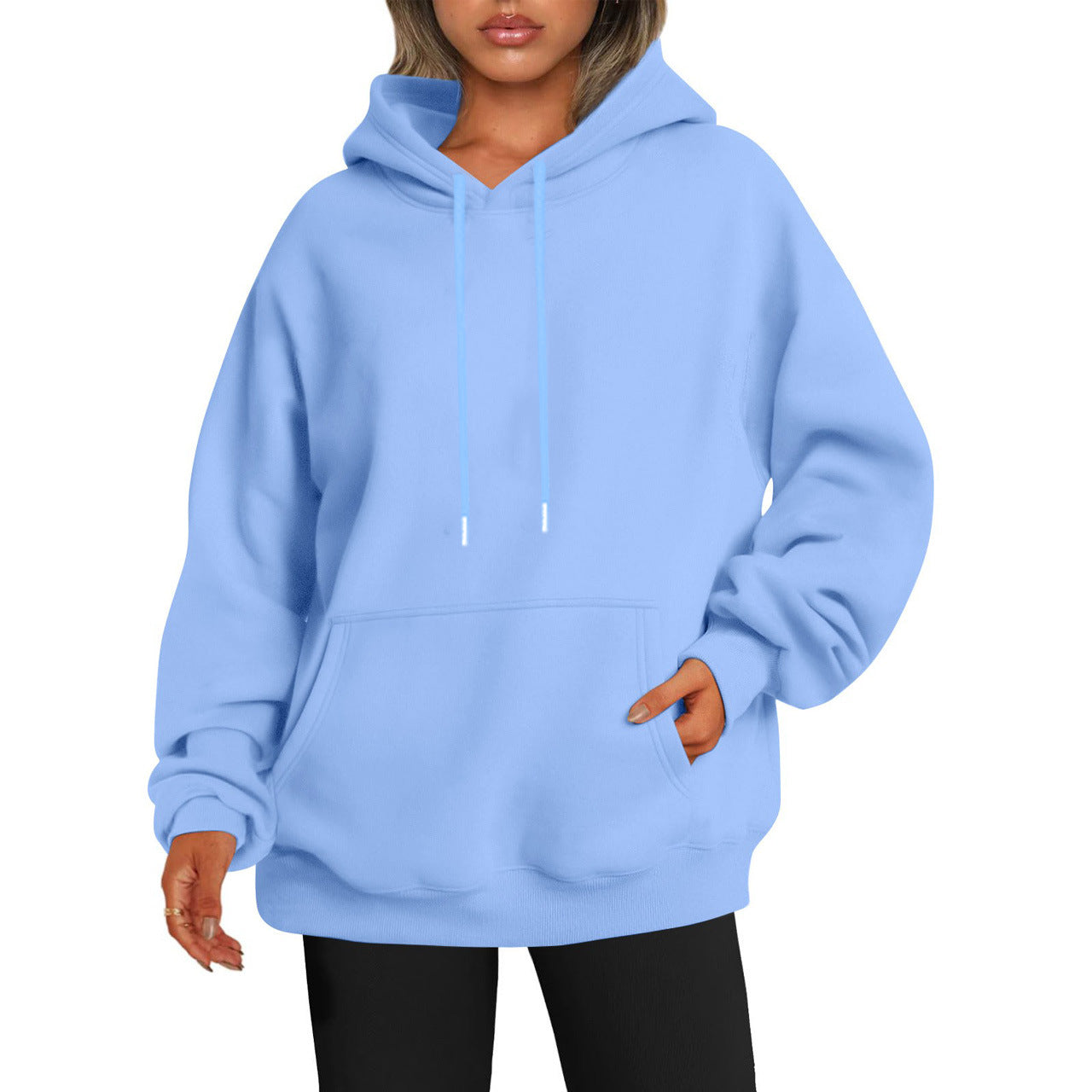 New autumn oversized drop shoulder sleeves women's hooded fleece sweatshirt