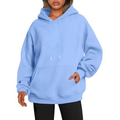 New autumn oversized drop shoulder sleeves women's hooded fleece sweatshirt