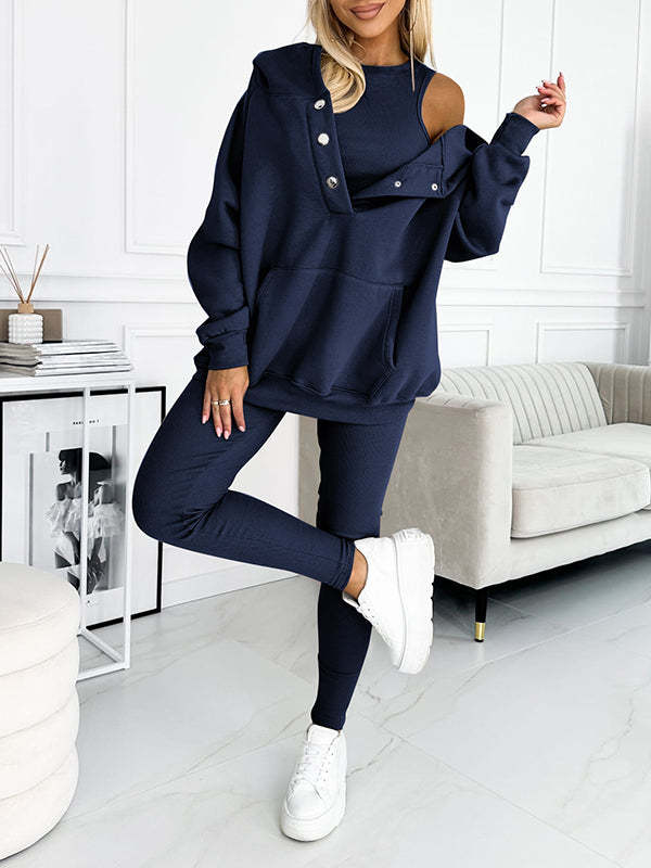 Women's sports casual hooded sweatshirt thickened thread
