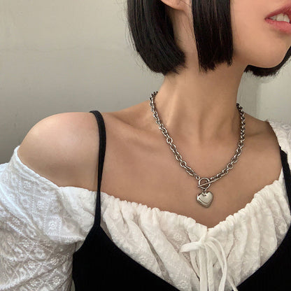 European and American style fashion double-layered love necklace for women splicing cold style women's hip-hop long sweater sweater chain ins trend
