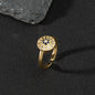 Copper zircon enamel oil drop ring for women evil eye retro pinky ring open ring