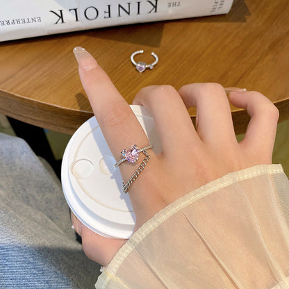 European and American ins style open ring women's high-end personalized pearl index ring niche design hand jewelry