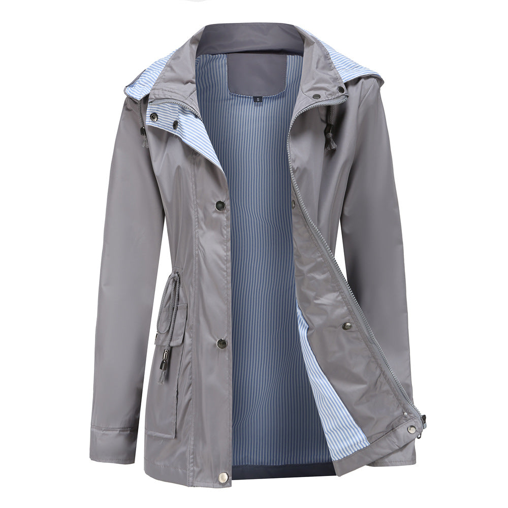 Autumn and winter detachable hood windbreaker women's cross-border women's clothing large size women's coat