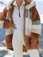 Women's autumn and winter loose plush multicolor hooded coat