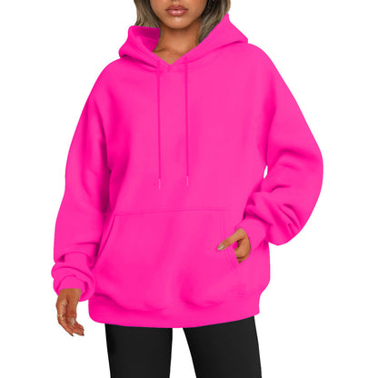 New autumn oversized drop shoulder sleeves women's hooded fleece sweatshirt