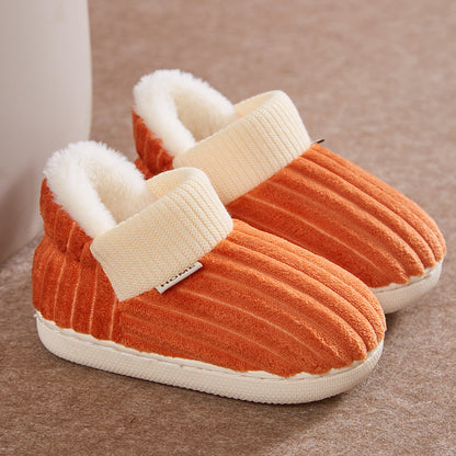 Children's cotton slippers for girls and boys in autumn and winter, baby heels, children's cotton shoes, warm home indoor fur fur slippers