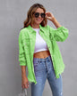 Women's ripped edge denim jacket autumn and winter long sleeve casual lapel top