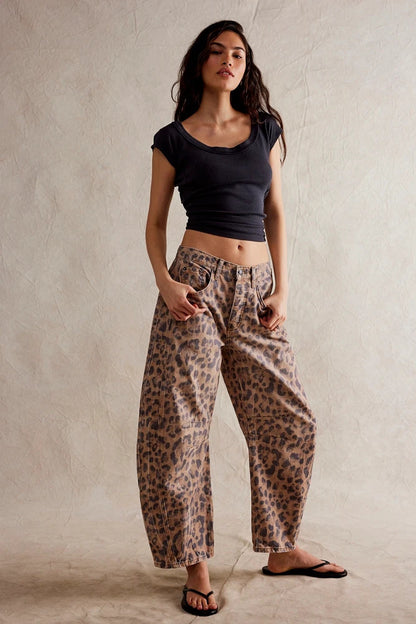 European and American spring casual loose mid-waist tubular women's jeans