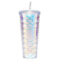 Large capacity, high appearance, colorful gradient double-layer creative internet celebrity new large fish scale cup