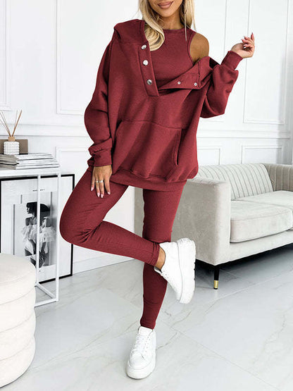 Women's sports casual hooded sweatshirt thickened thread