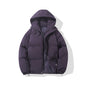 Couples hooded cotton jacket outdoor coat thick warm solid color