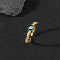 Copper zircon enamel oil drop ring for women evil eye retro pinky ring open ring