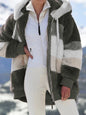 Women's autumn and winter loose plush multicolor hooded coat
