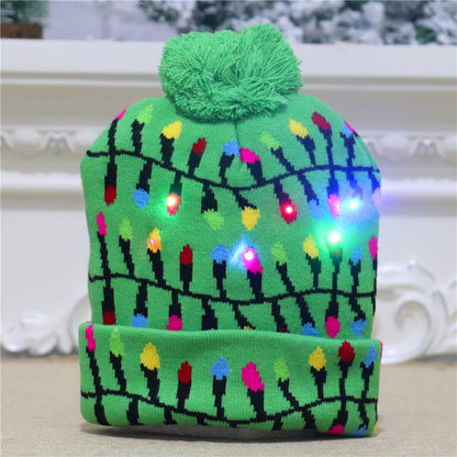 Colorful luminous knitted hat high-end elderly Christmas hat