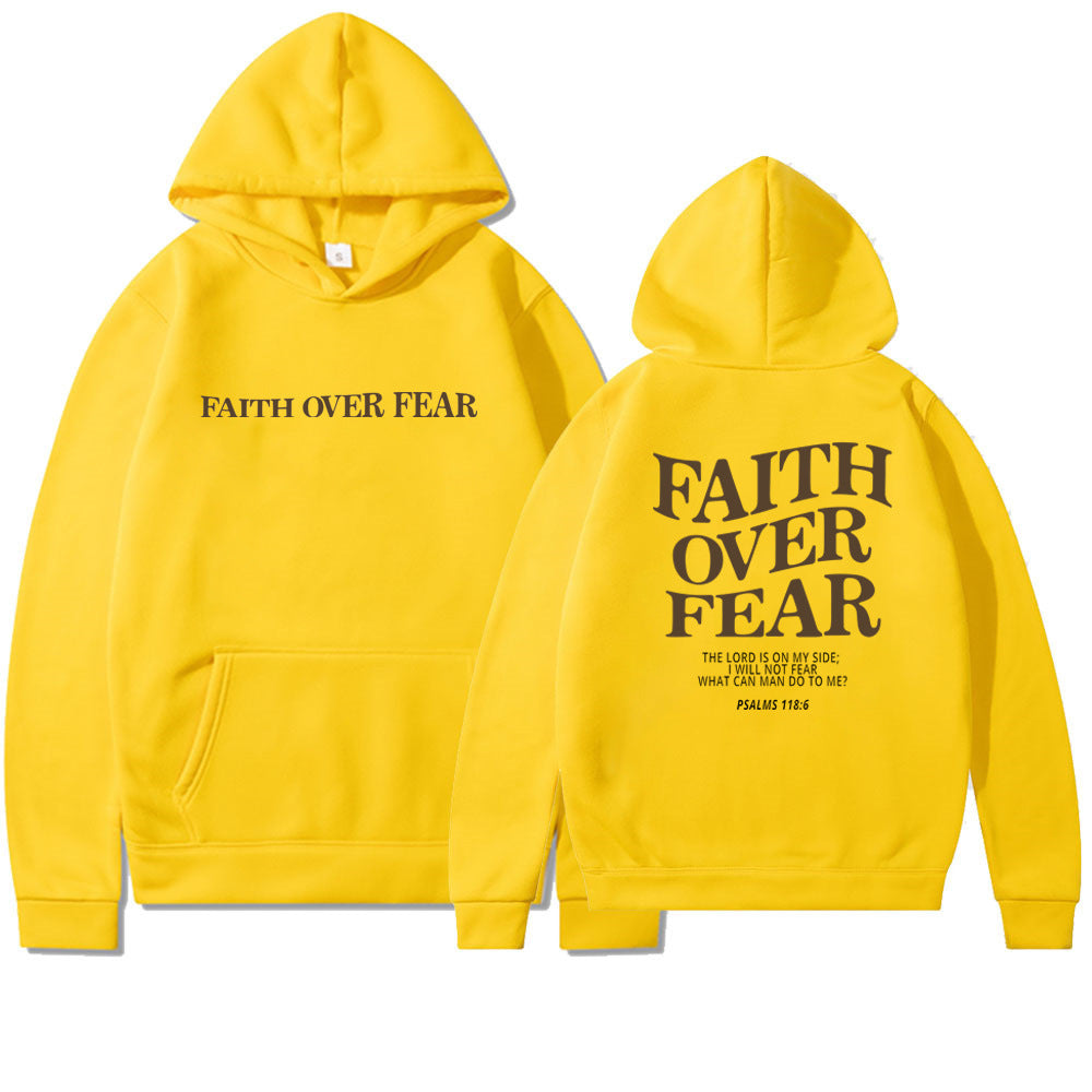 2023 New Hooded Long Sleeve Faith Over Fear Printed Sweatshirt