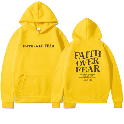 2023 New Hooded Long Sleeve Faith Over Fear Printed Sweatshirt